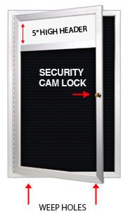 XL Outdoor Enclosed Letter Boards with Header (Radius Edge)