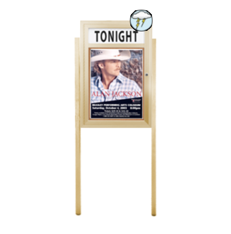 SwingCase Standing 11x14 Outdoor Bulletin Board Enclosed with Header + Posts (One Door)