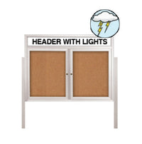 Standing Outdoor Enclosed Poster Display Cases with Header, Lights, Posts | 2 and 3 Doors | 35+ Sizes