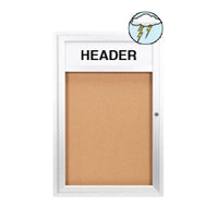 Outdoor Enclosed Bulletin Boards 36 x 36 with Header & Light (Single Door)