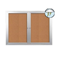 96x24 Enclosed Outdoor Bulletin Boards with Radius Edge (2 DOORS)