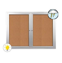 Enclosed Outdoor Bulletin Boards 50 x 40 with Interior Lighting and Radius Edge (2 DOORS)