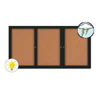 Enclosed Outdoor Bulletin Boards 84 x 48 with Interior Lighting and Radius Edge (3 DOORS)