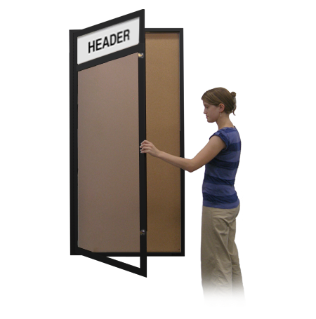 40x60 Extra Large Outdoor Enclosed Bulletin Board Swing Cases with Header (Single Door)