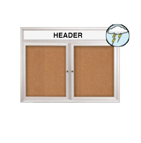 Enclosed Outdoor Bulletin Boards 72" x 30" with Message Header (2 DOOR)