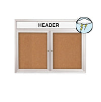 Enclosed Outdoor Bulletin Boards 60" x 40" with Message Header (2 DOOR)