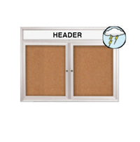 Enclosed Outdoor Bulletin Boards 84 x 30 with Message Header and Radius Edge (2 DOORS)