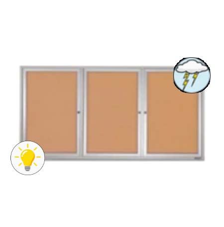 84 x 48 Enclosed Outdoor Bulletin Boards with Lights (3 DOORS)