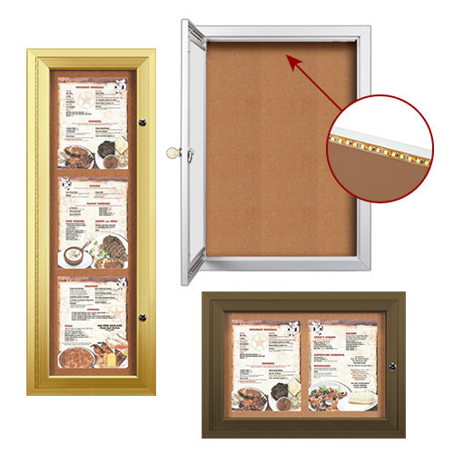 Outdoor Enclosed Menu Cases with Lights for 8 1/2" x 11" Portrait Menu (Radius Edge) Sizes