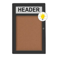 Extra Large Outdoor Enclosed Bulletin Board 36 x 60 Swing Cases with Header and Lights (Radius Edge)